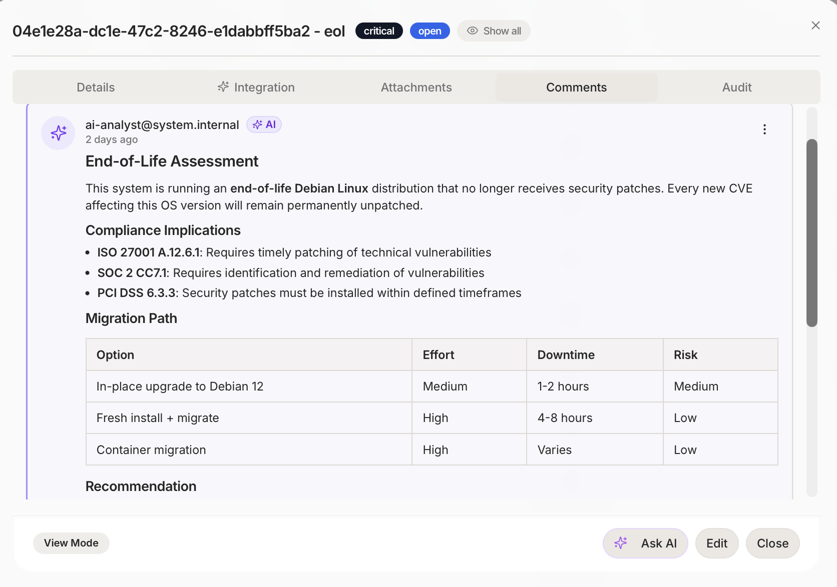 Tabula AI triage — automatic vulnerability analysis and context
